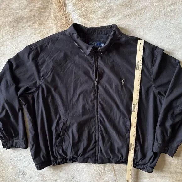Vtg Polo Ralph Lauren Jacket Men 4XL Black Herrington Plaid Full Zip Golf Bomber - Picture 12 of 16